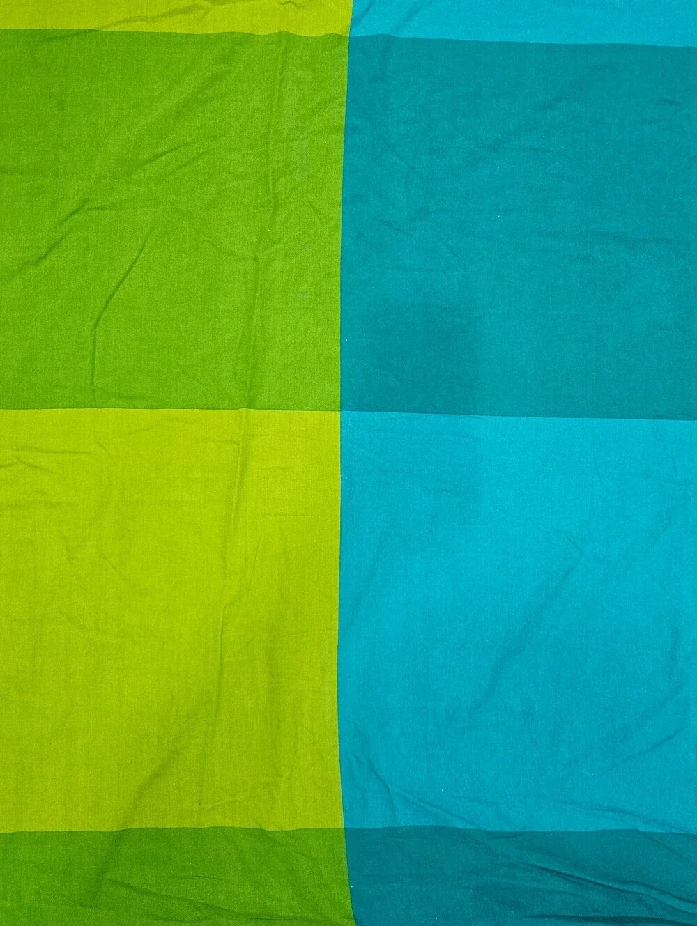 VTG IKEA Brunkrissla F/Q Duvet Cover Lime Green Blue Colorblock Cotton 90s 84x84
